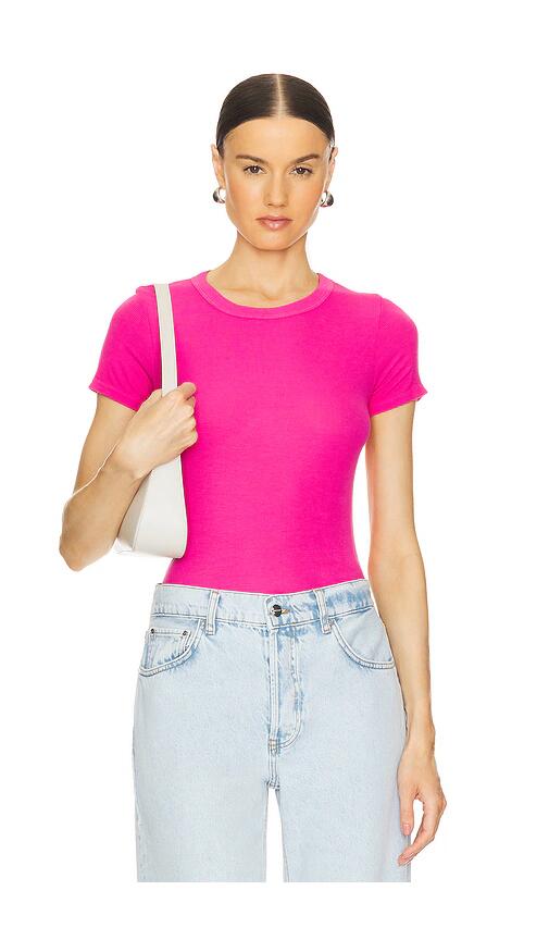 Michael Lauren Kayden Short Sleeve Fitted Tee in Fuchsia Cover