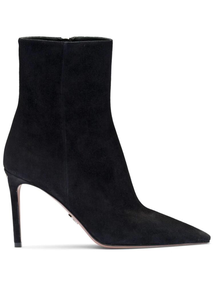 Prada logo-plaque suede ankle boots - Black Cover