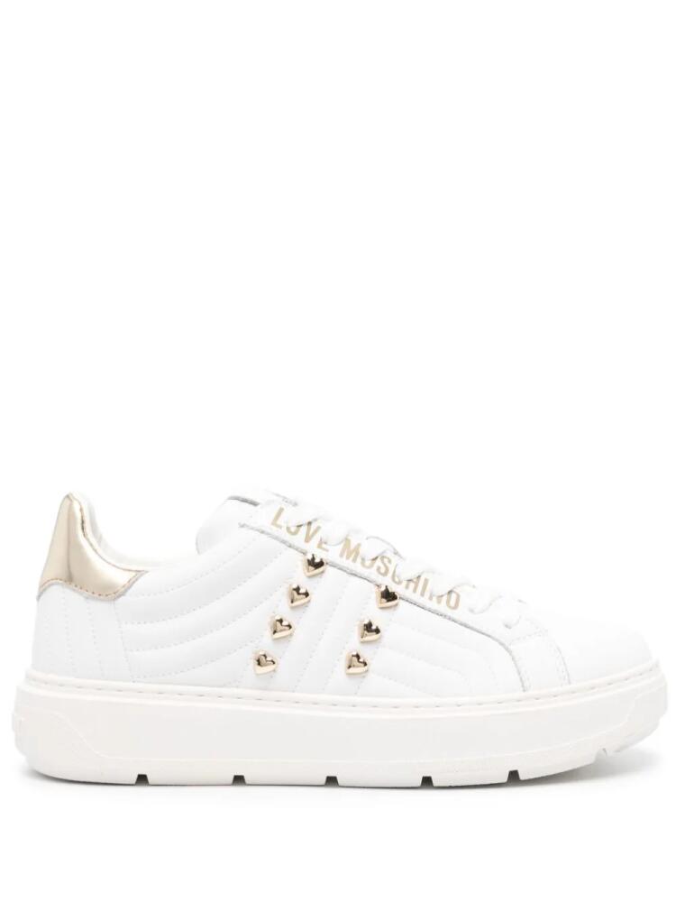 Love Moschino logo-print leather sneakers - White Cover