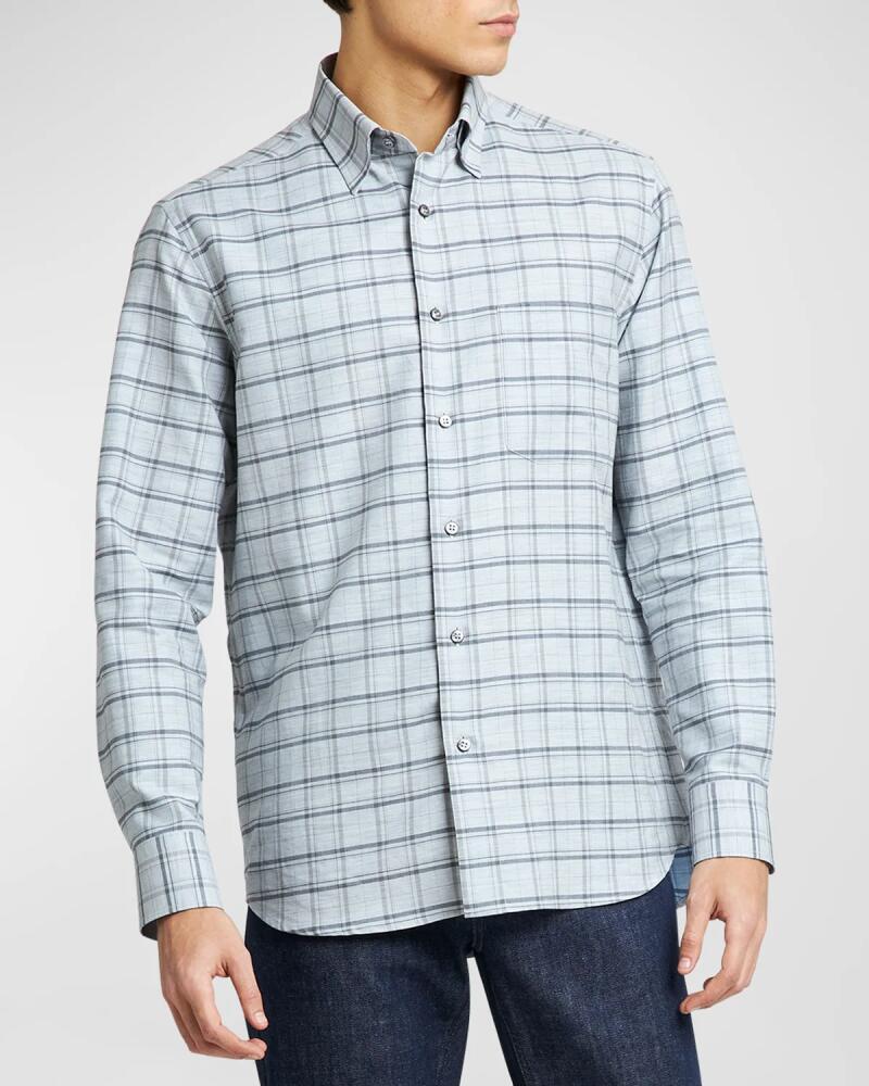 Brioni Men's Cotton Plaid Sport Shirt Cover