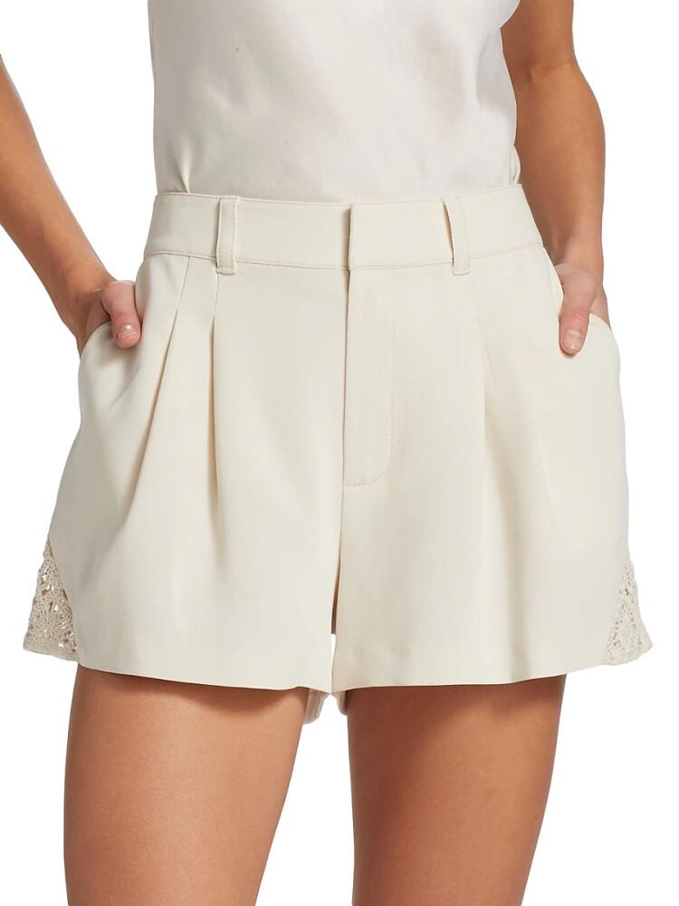 Cinq à Sept Women's Corinna Crochet Pleated Shorts - Cream Cover