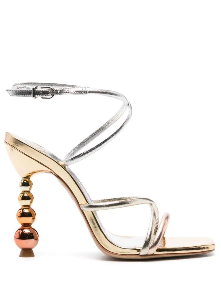 Sophia Webster Perla 110mm metallic-finish sandals - Gold Cover