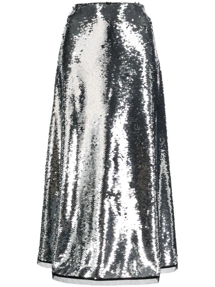 Molly Goddard sequinned midi skirt - Silver Cover