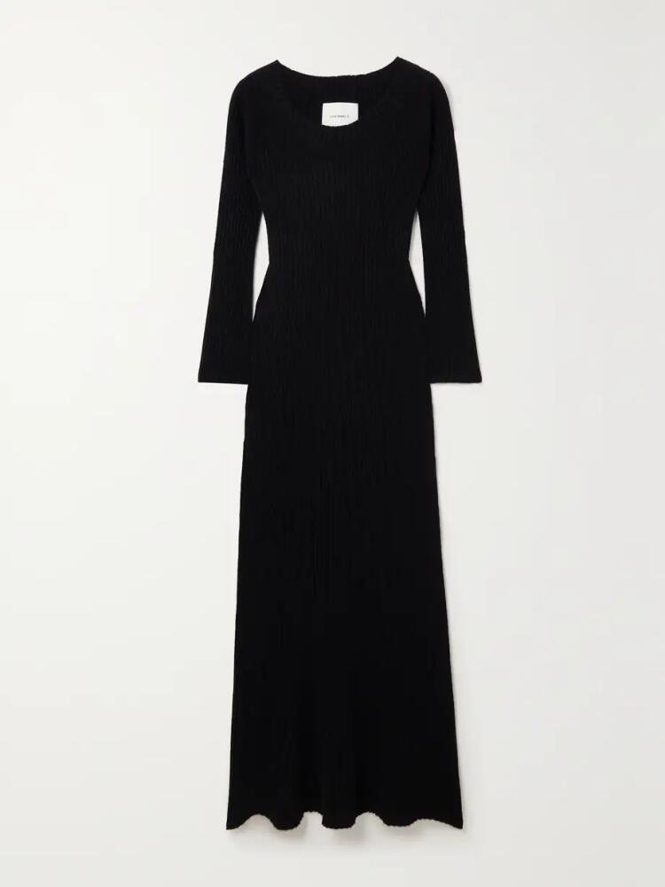 LISA YANG - Marvin Ribbed Cashmere Midi Dress - Black Cover