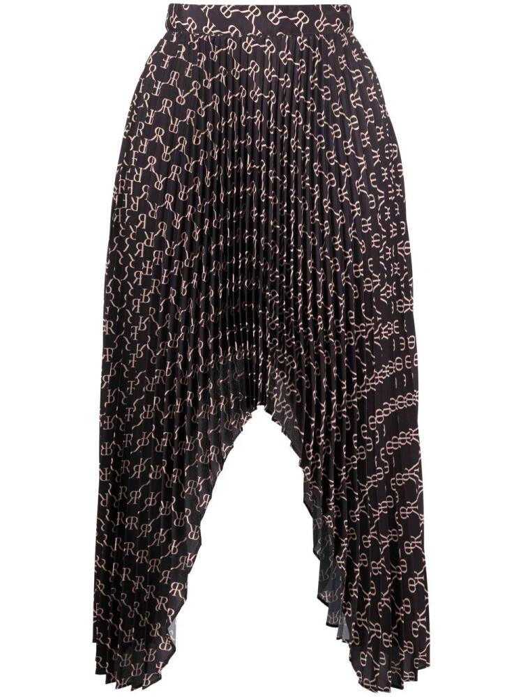 Rokh monogram-print asymmetric skirt - Brown Cover