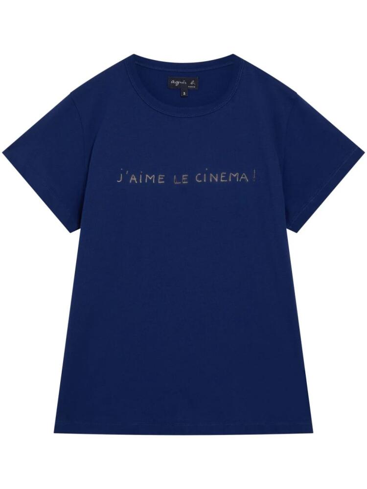 agnès b. slogan-embroidered T-shirt - Blue Cover