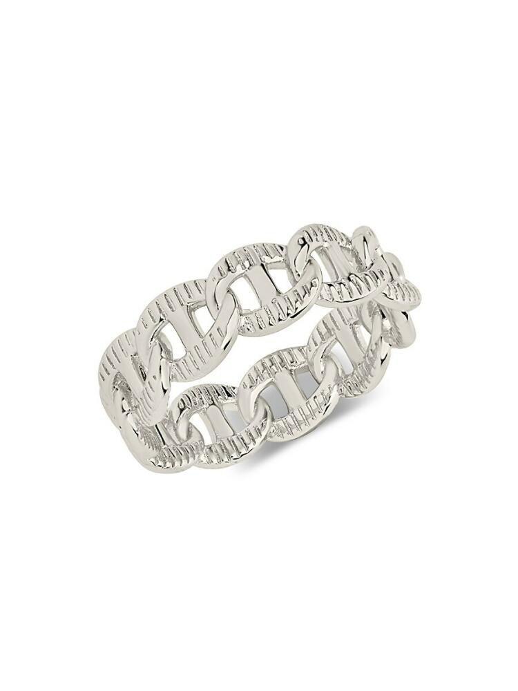 Sterling Forever Women's Zola Ribbed Chain Ring - Silver Cover