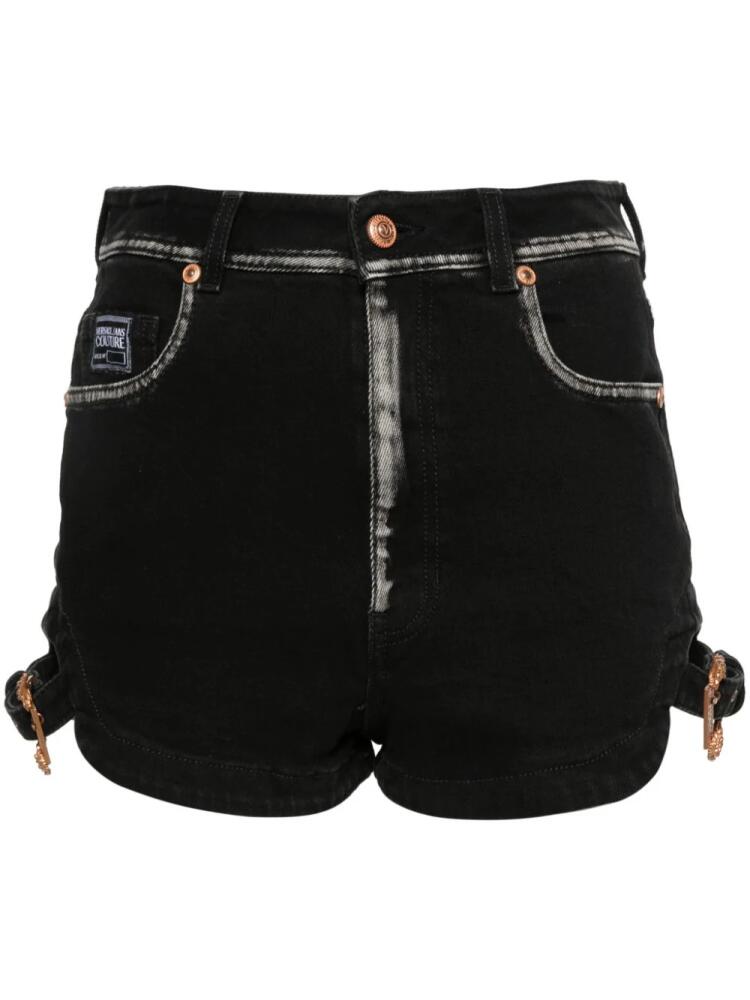 Versace Jeans Couture logo-engraved denim shorts - Black Cover