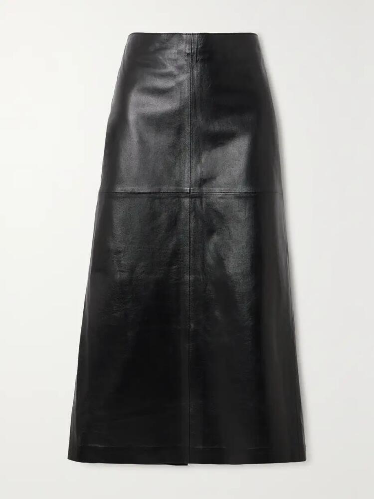 GOLDSIGN - The Hikson Paneled Leather Midi Skirt - Black Cover