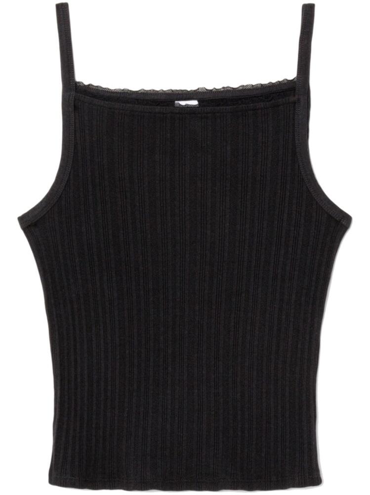 RE/DONE ribbed-knit cotton tank top - Black Cover