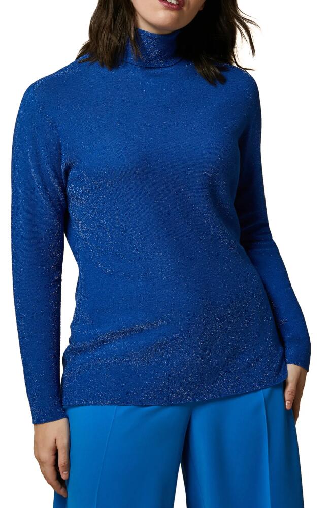 Marina Rinaldi Metallic Turtleneck Sweater in Cornflower Cover