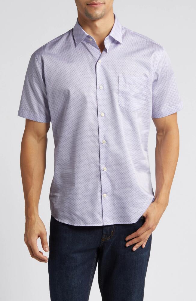 Peter Millar Crown First Squeeze Short Sleeve Cotton Button-Up Shirt in Palmer Pink/blue Cover