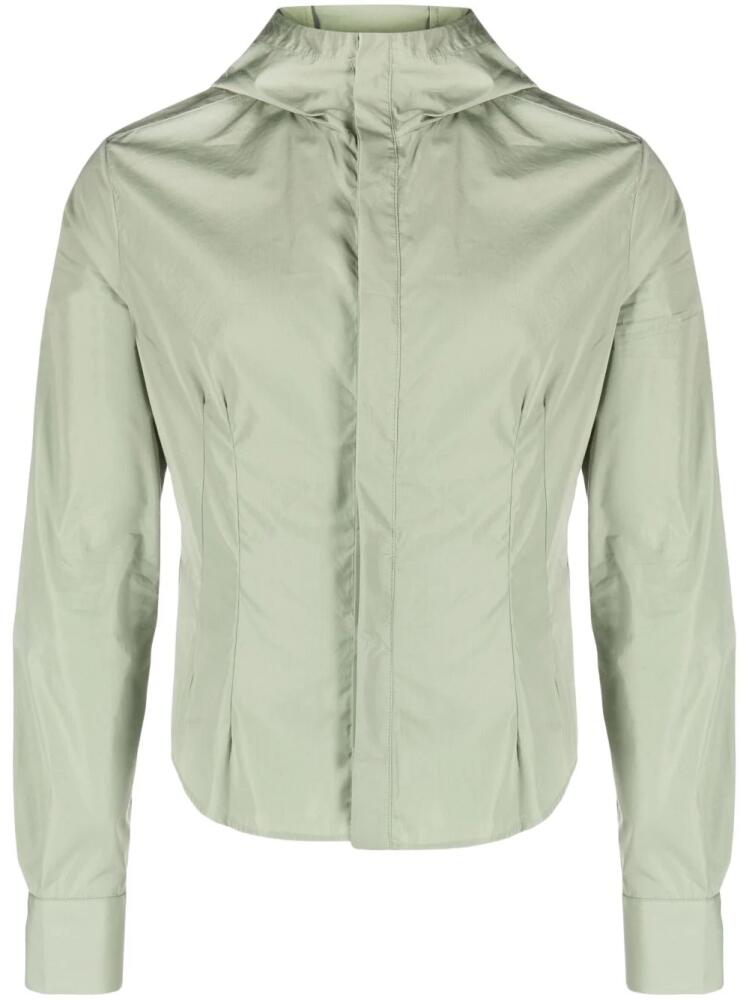 AARON ESH dart-detailing hooded shirt - Green Cover