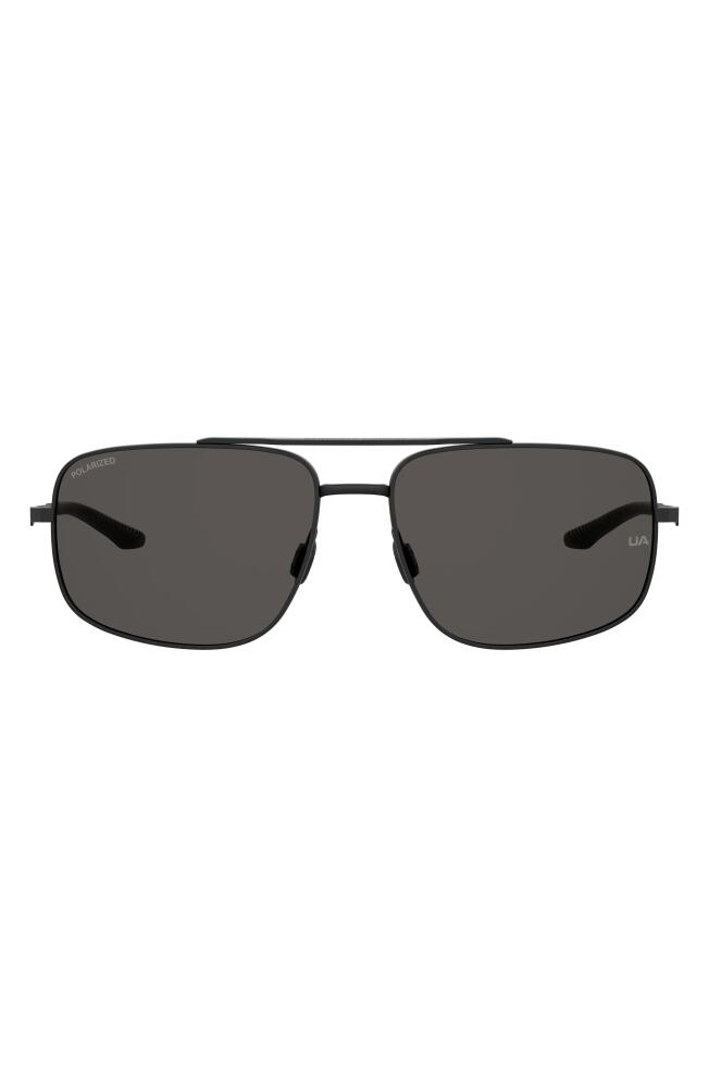 Under Armour 59mm Polarized Aviator Sunglasses in Matte Black Cover