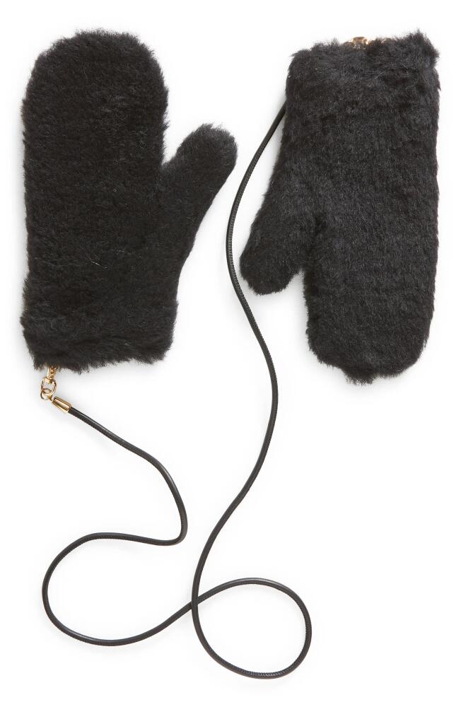 Max Mara Ombrato Teddy Alpaca Blend Mittens in Black Cover