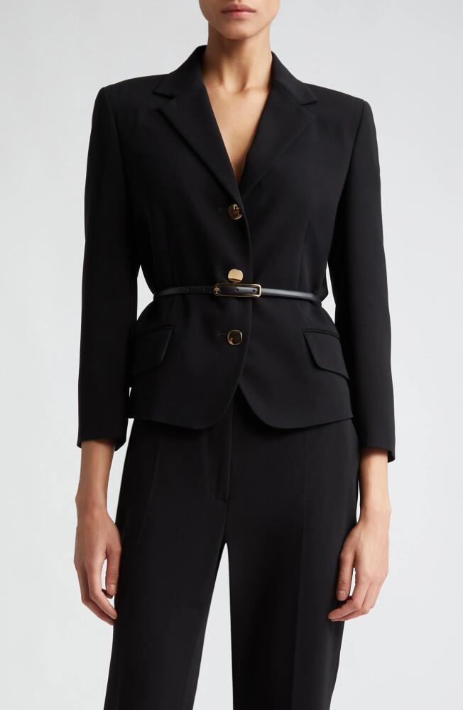 Max Mara Studio Cancan Belted Three Quarter Sleeve Cady Blazer in Black Cover