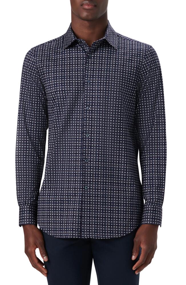 Bugatchi OoohCotton Print Stretch Cotton Button-Up Shirt in Midnight Cover