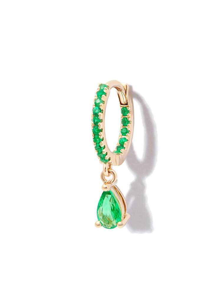 Jacquie Aiche 14kt yellow gold emerald pear drop huggie hoop earring Cover