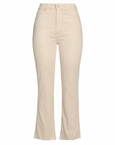 7 For All Mankind Woman Pants Beige Cotton, Elastane Cover