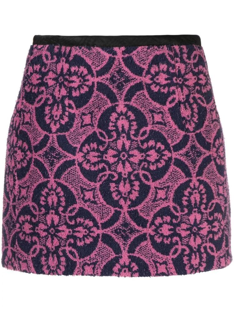 Marine Serre Towels jacquard mini skirt - Pink Cover