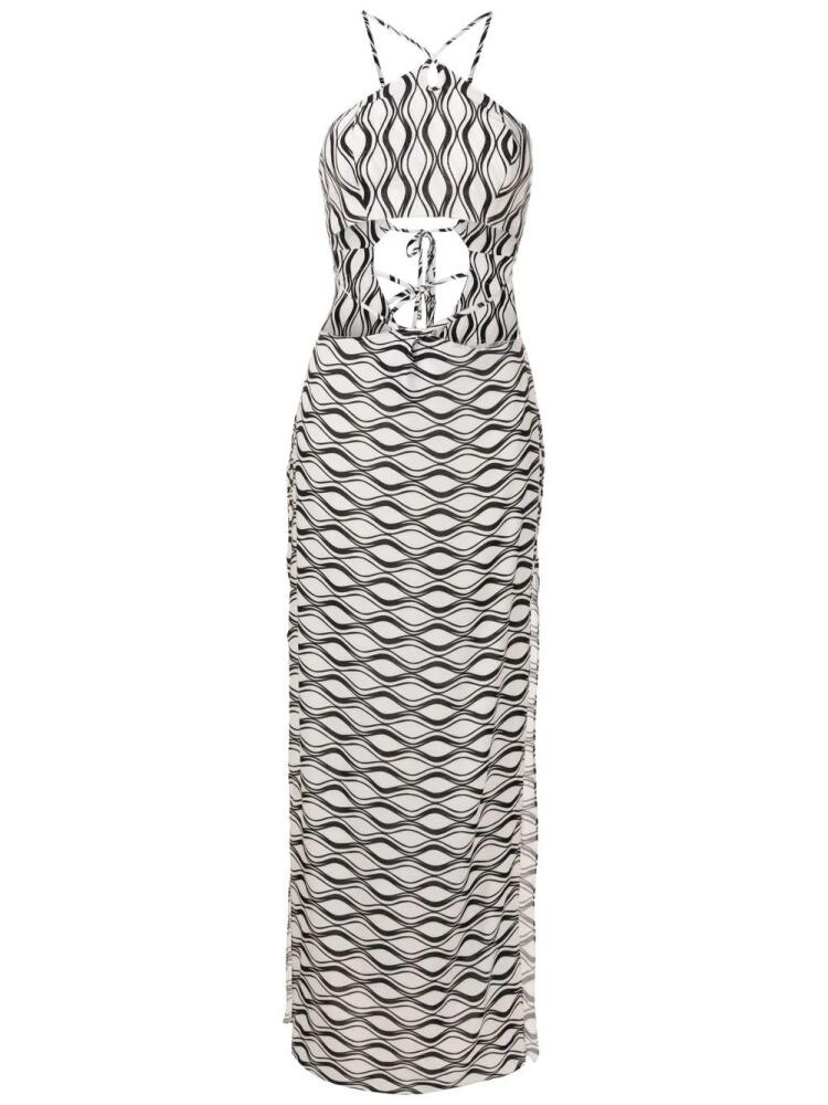 Amir Slama cut-out wave-print maxi dress - White Cover