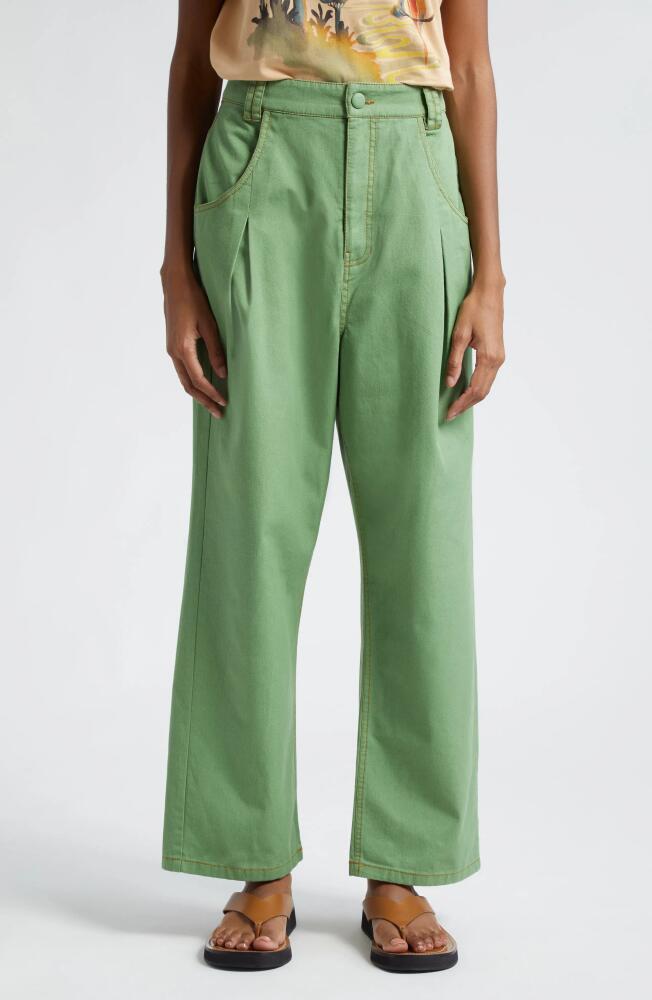 FARM Rio High Waist Pleat Wide Leg Pants in Green Cover