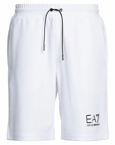 Ea7 Man Shorts & Bermuda Shorts White Polyester, Cotton Cover