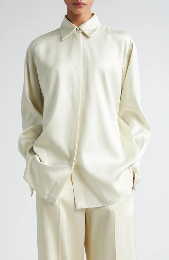 Jil Sander Relaxed Fit Satin Button-Up Shirt in 280 Natural Cover