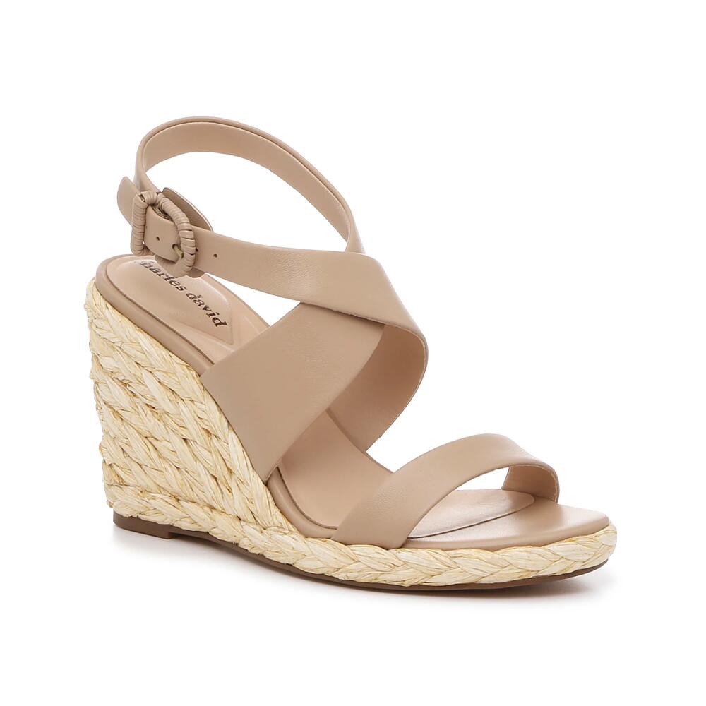 Charles David Russell Wedge Sandal | Women's | Linen Beige Leather Cover