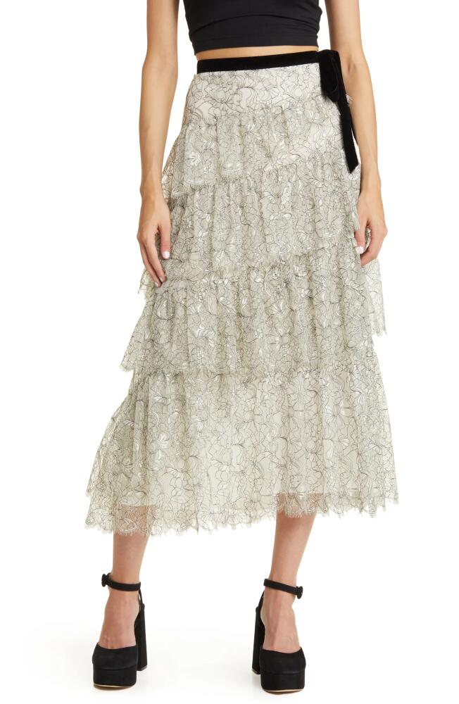 LoveShackFancy Merado Tiered Lace Maxi Skirt in White Silhouette Cover