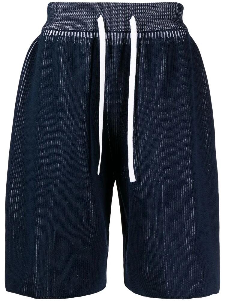 Fumito Ganryu ribbed drawstring-waist shorts - Blue Cover