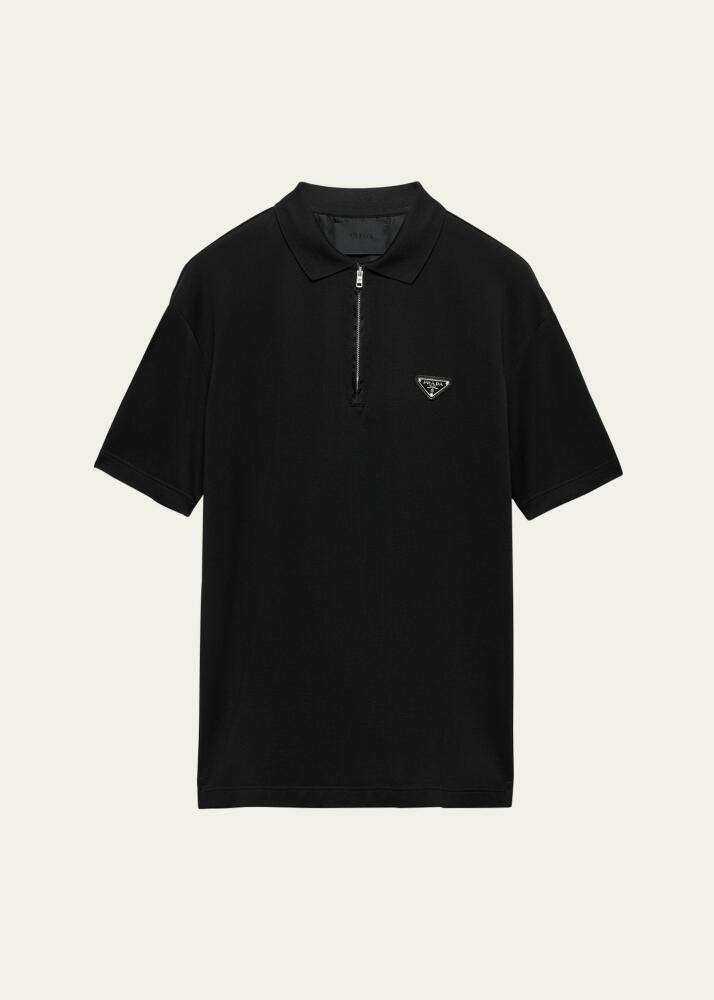 Prada Men's Renylon Pique Polo Shirt Cover