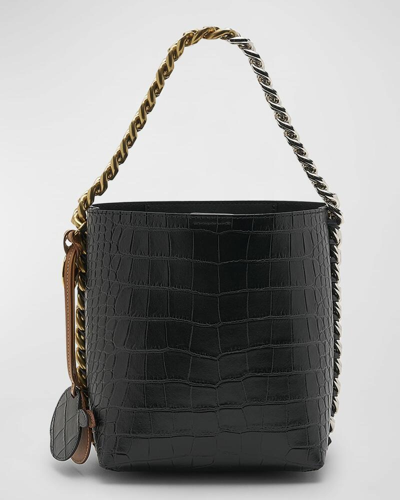 Stella McCartney Frayme Moc-Croc Recycled Bucket Bag Cover