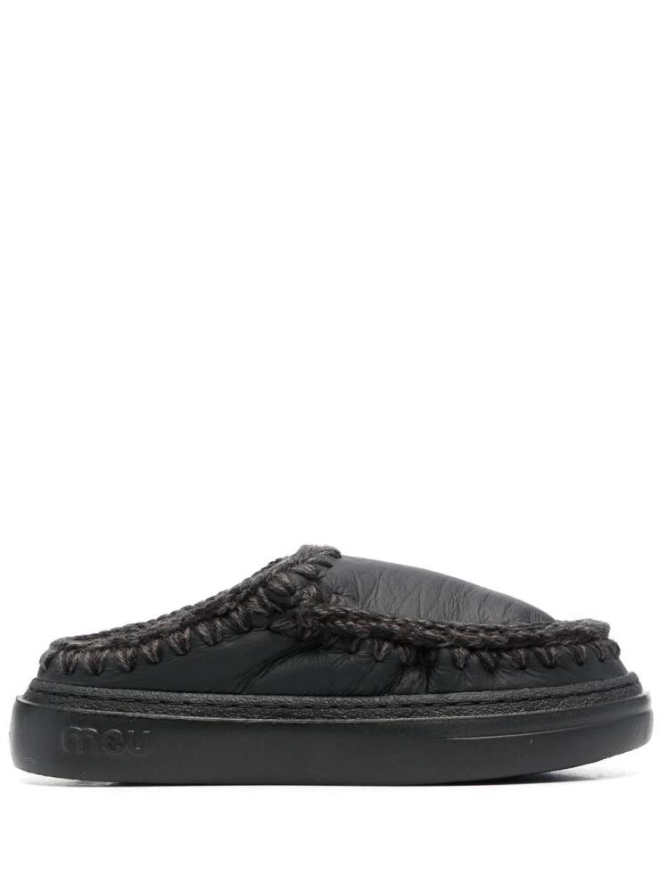 Mou Eskimo leather slippers - Black Cover