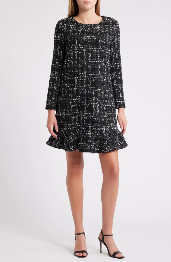 Julia Jordan Ruffle Hem Long Sleeve Tweed Dress in Black Cover