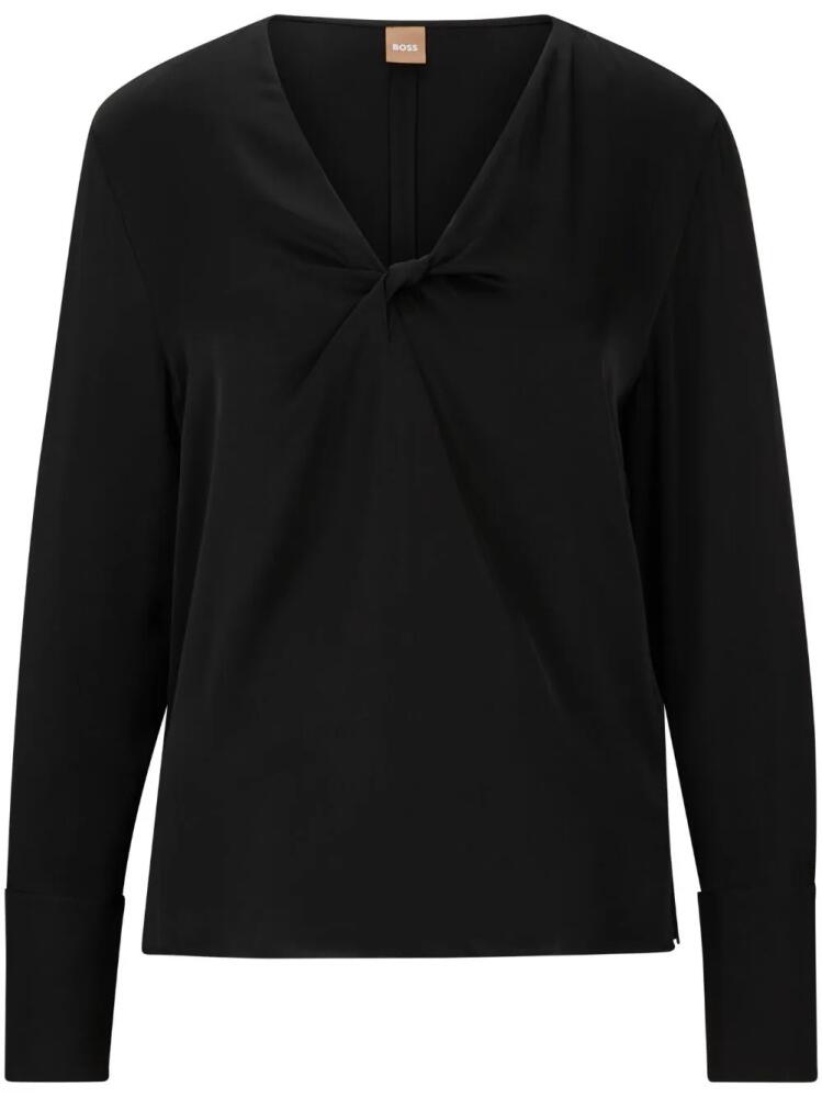 BOSS twist-detailing silk blouse - Black Cover