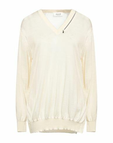 Aviù Woman Sweater Cream Virgin Wool, Silk Cover