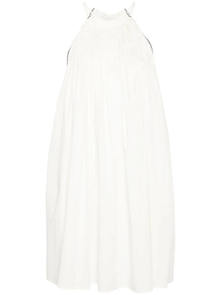 Alysi pleated cotton mini dress - White Cover