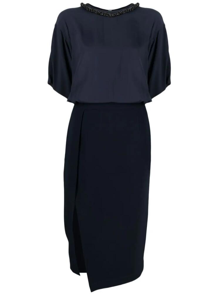 Nº21 crystal-embellished panelled midi dress - Blue Cover