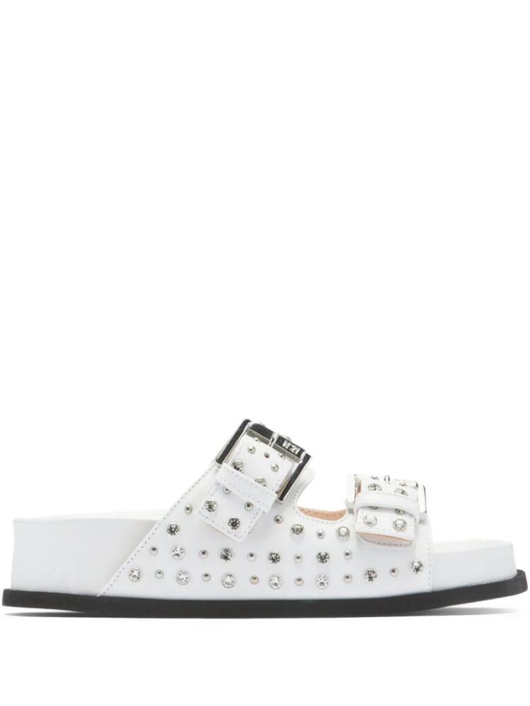 Nº21 crystal-embellished double-strap slides - White Cover