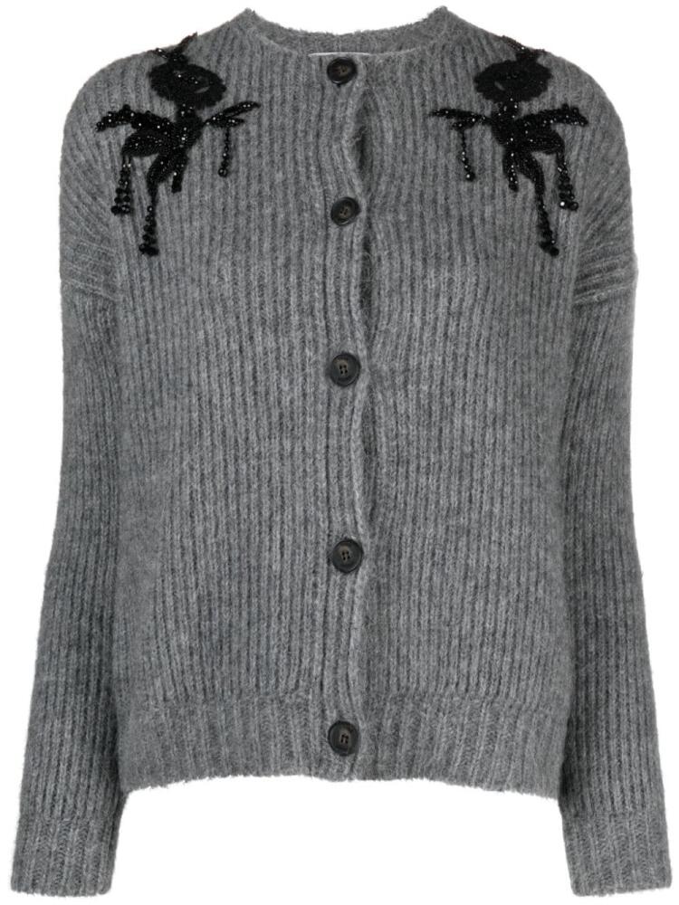 ERDEM embroidered round-neck cardigan - Grey Cover