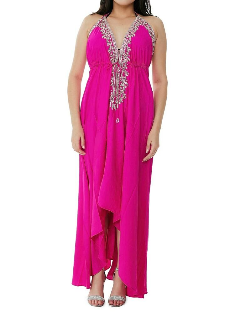 Ranee's Women's Embellished Halterneck Cover Up Dress - Pink Cover