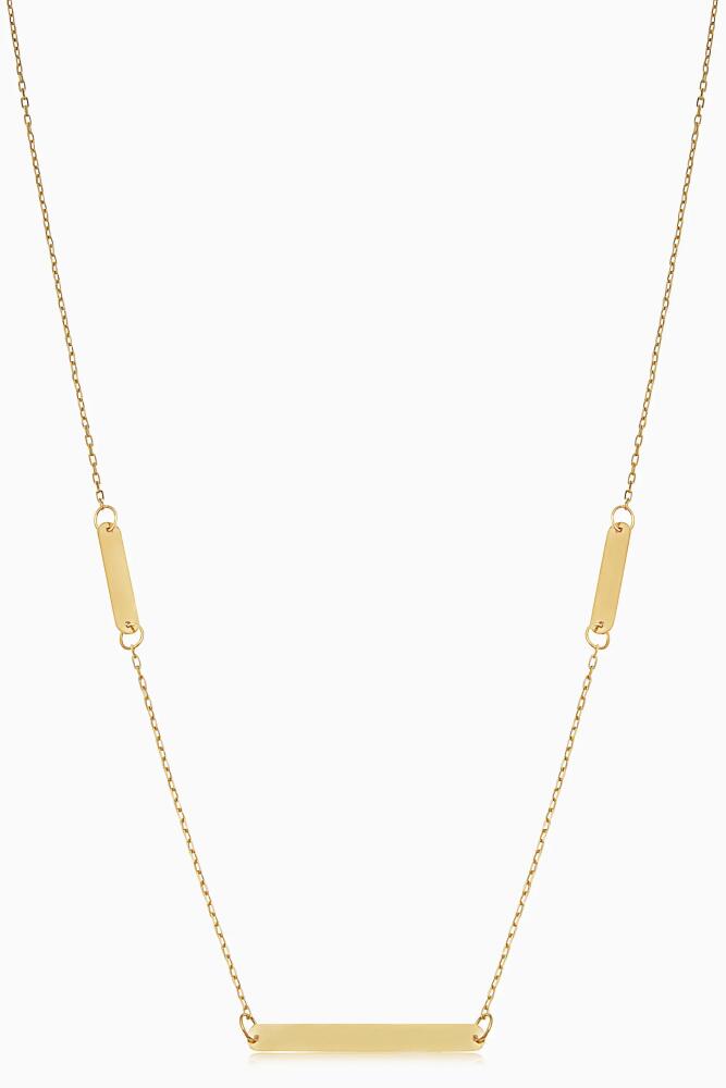 Oradina 14K Yellow Gold Brooklyn Bar Station Necklace Cover