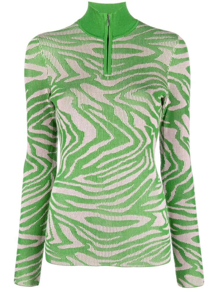 Stine Goya wave-print fine-knit jumper - Green Cover