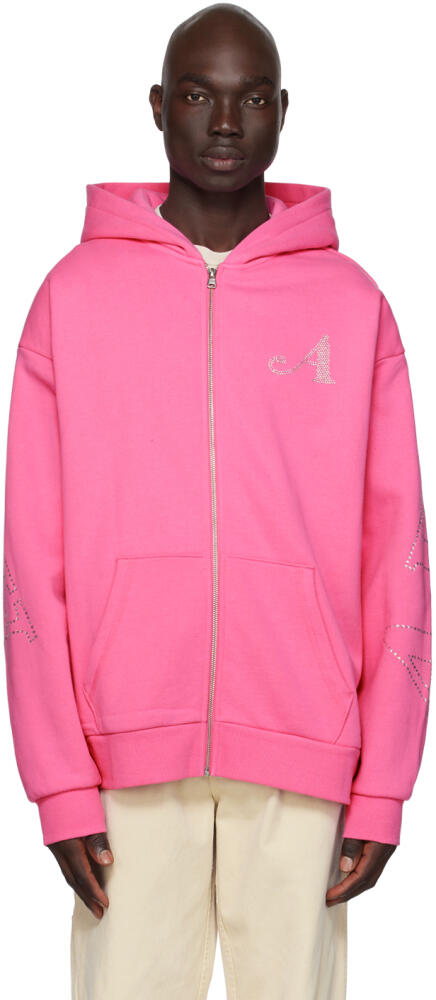 Awake NY Pink Rhinestone Serif Hoodie Cover