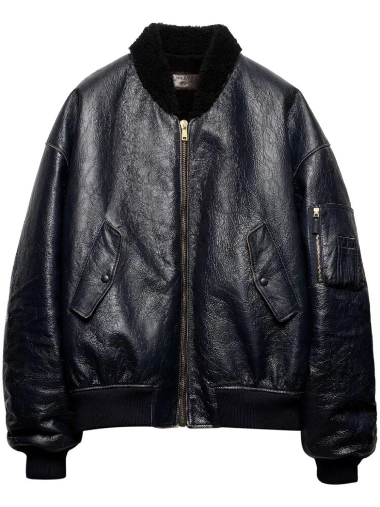 Prada leather bomber jacket - Blue Cover