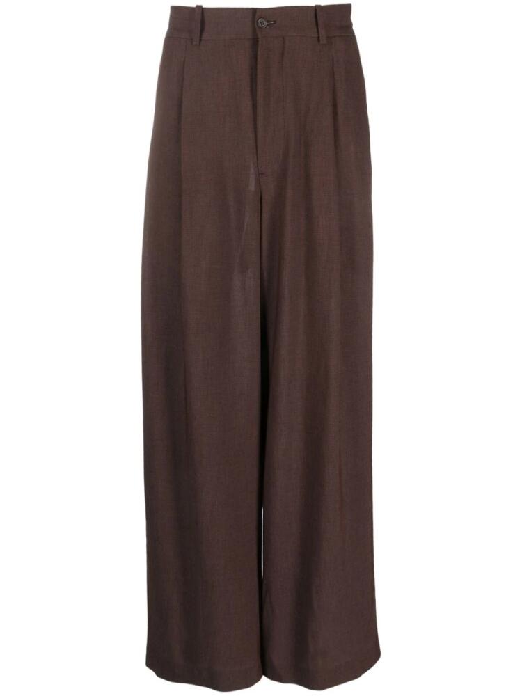 Hed Mayner elongated tailored piqué trousers - Brown Cover