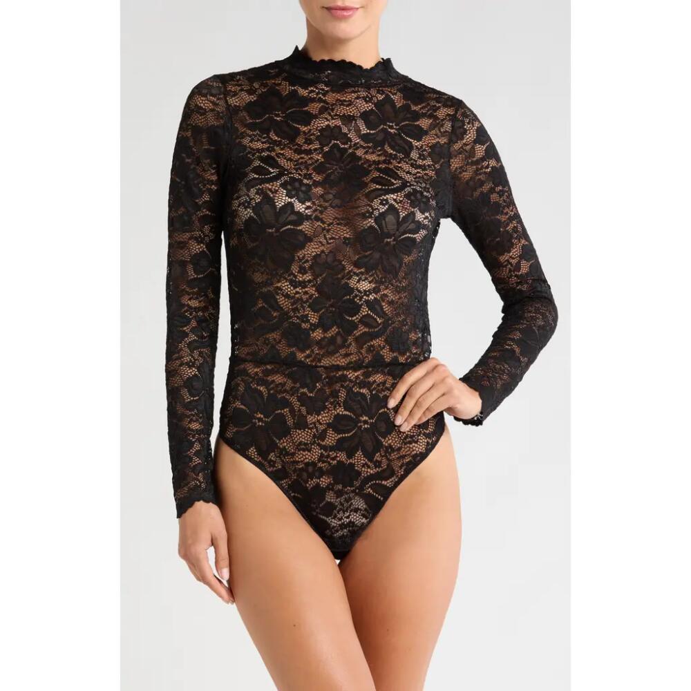 KILO BRAVA Long Sleeve Floral Lace Bodysuit in Black Cover