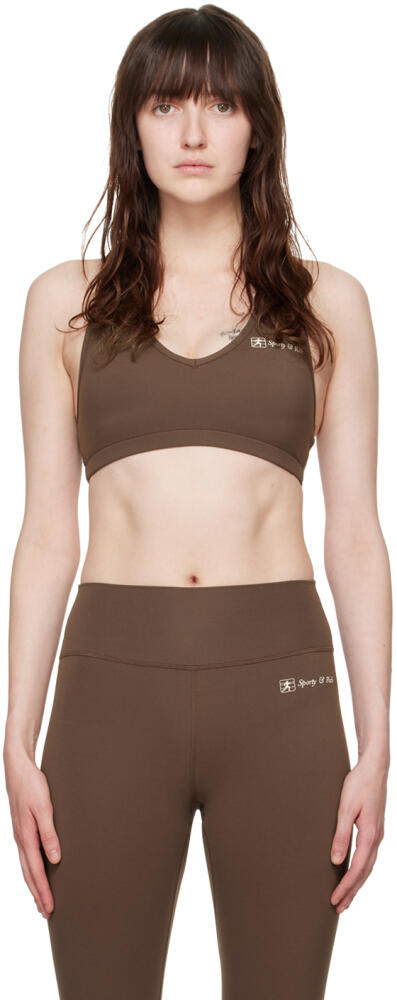 Sporty & Rich Brown Runner Script Sport Bra Cover