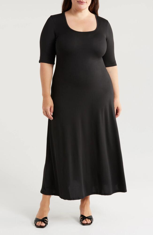 24seven Comfort Apparel Scoop Neck Jersey Maxi Dress in Black Cover